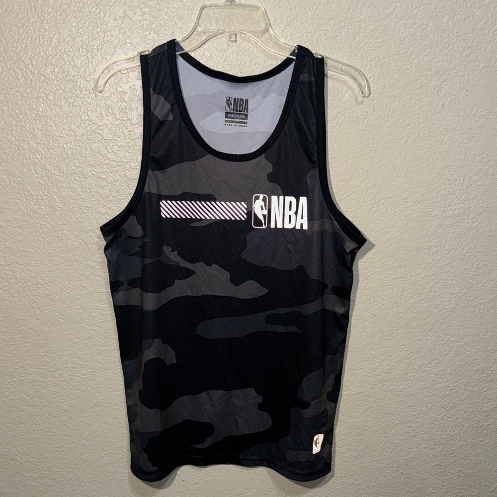 NBA Camo Tank Top Men’s Medium Black Gray Basketball Athletic Jersey